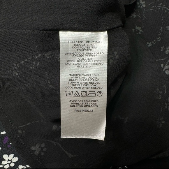 LOFT Paisley Smocked Flared Long Sleeve Floral Dress Black Purple White 8 - Picture 13 of 13